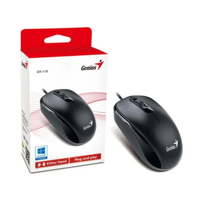 Mouse Genius Dx-110 Preto, USB, 1000 DPI, 3 Botoes, Ambidestro, Cabo 1.5m