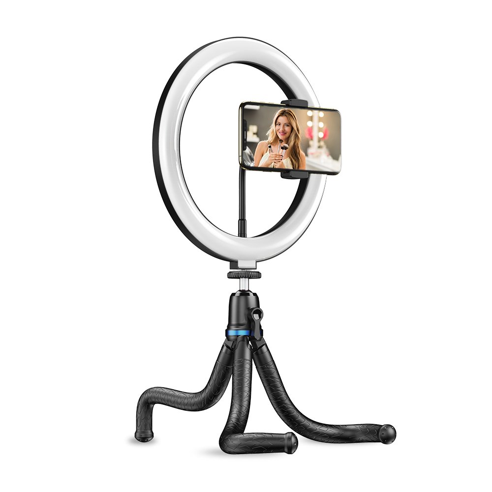 Iluminador Circular De Led Ring Light 26cm Com Tripé Flexível - Apexel