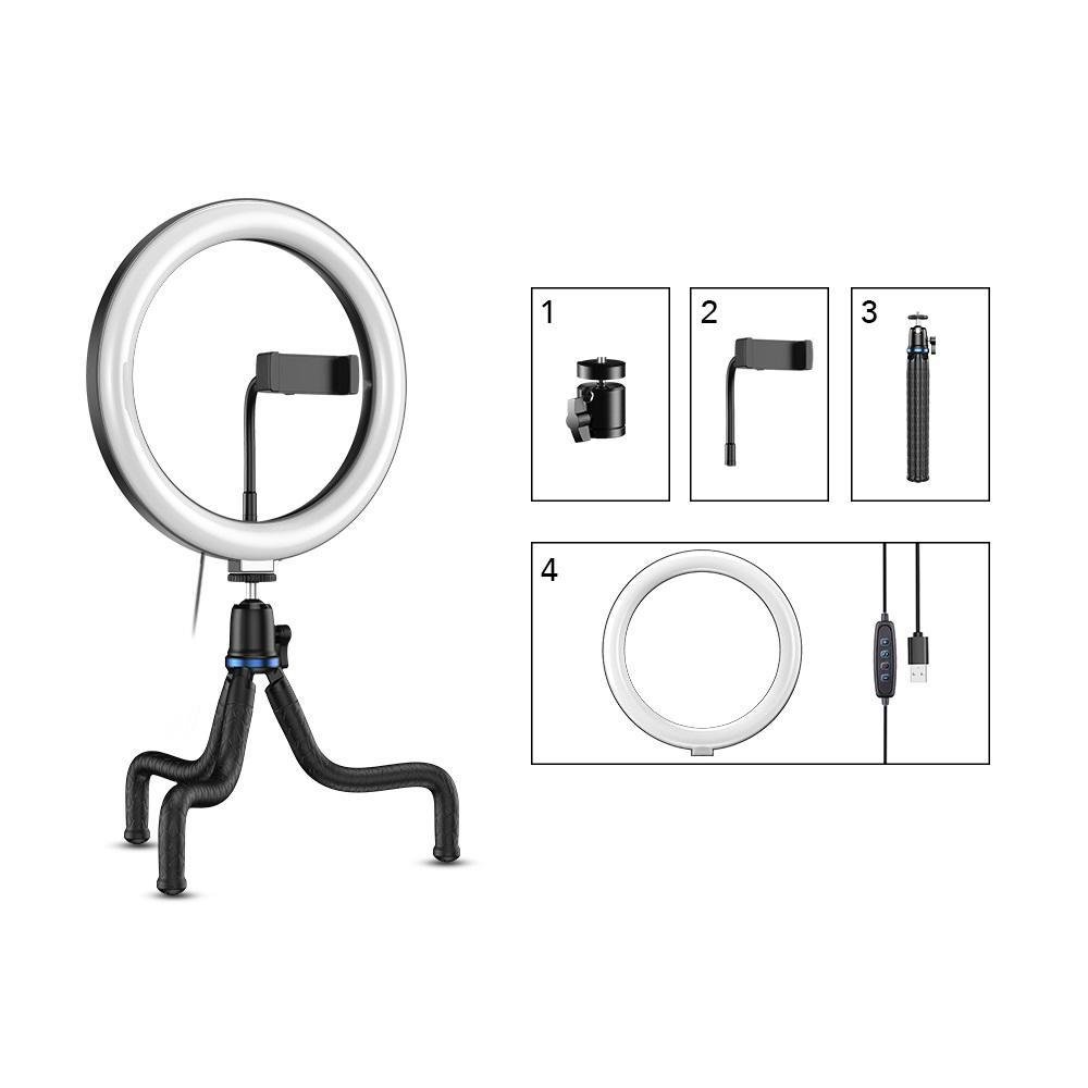 Imagem 5 de 5 do produto Iluminador Circular De Led Ring Light 26cm Com Tripé Flexível - Apexel