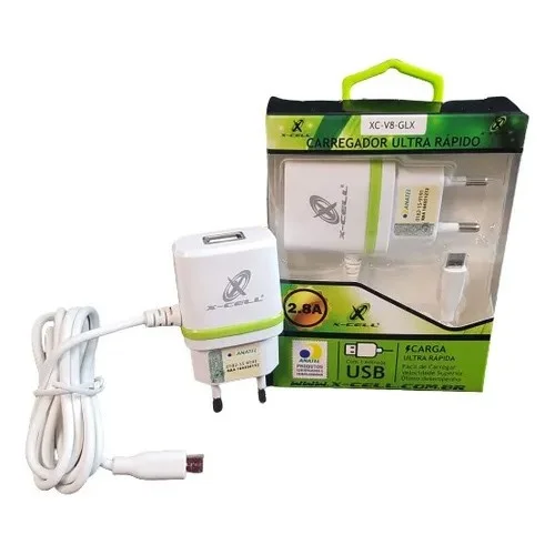 Imagem 3 de 5 do produto Carregador X-cell Ult Ráp. Micro Usb V8 Ent.usb 2.8a C/led