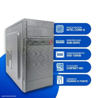 Computador Intel Core I3 2a Geração, 4GB RAM, SSD 120GB, Preto