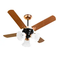 Ventilador De Teto Venti-delta New Zeta 4 Pás Mogno Preto/cobre - 220V