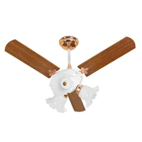 Ventilador De Teto Venti-delta New Zeta 3 Pás Mogno Branco/cobre - 220V