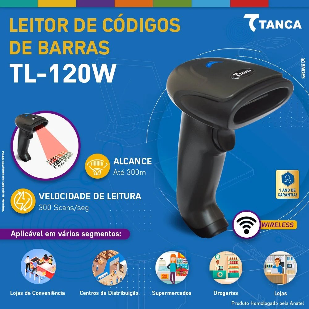 Imagem 2 de 5 do produto Leitor De Código De Barras Tanca TL-120W, Sem Fio - 003434