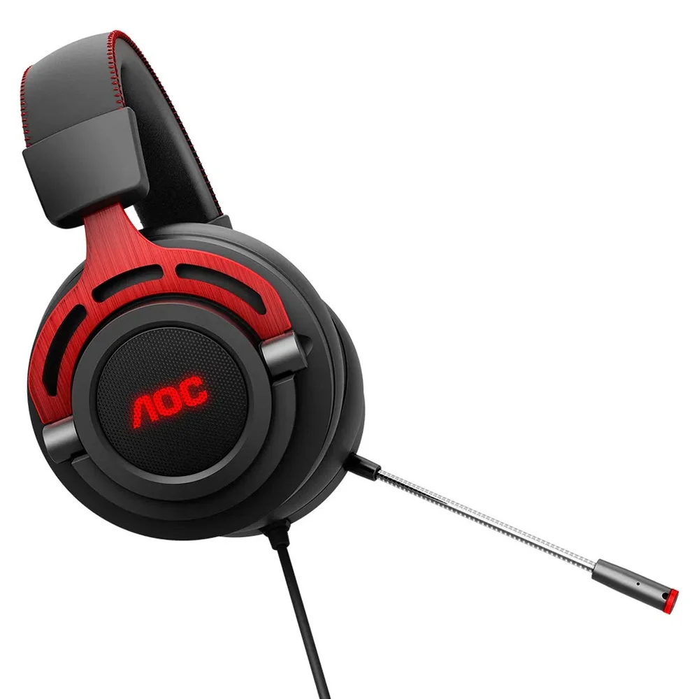 Imagem 4 de 5 do produto Headset Gamer AOC GH210, Driver De 50Mm, LED E Microfone Removível - GH210RA1B