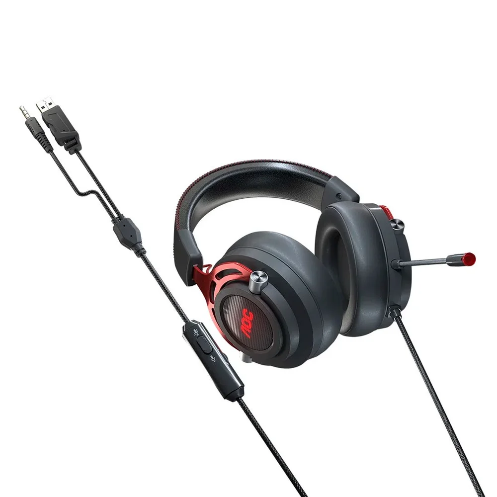 Imagem 5 de 5 do produto Headset Gamer AOC GH210, Driver De 50Mm, LED E Microfone Removível - GH210RA1B