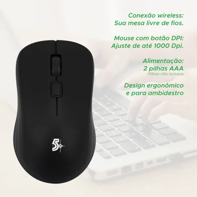 Mouse Sem Fio 5 Mw500 Office 0150080 KaBuM