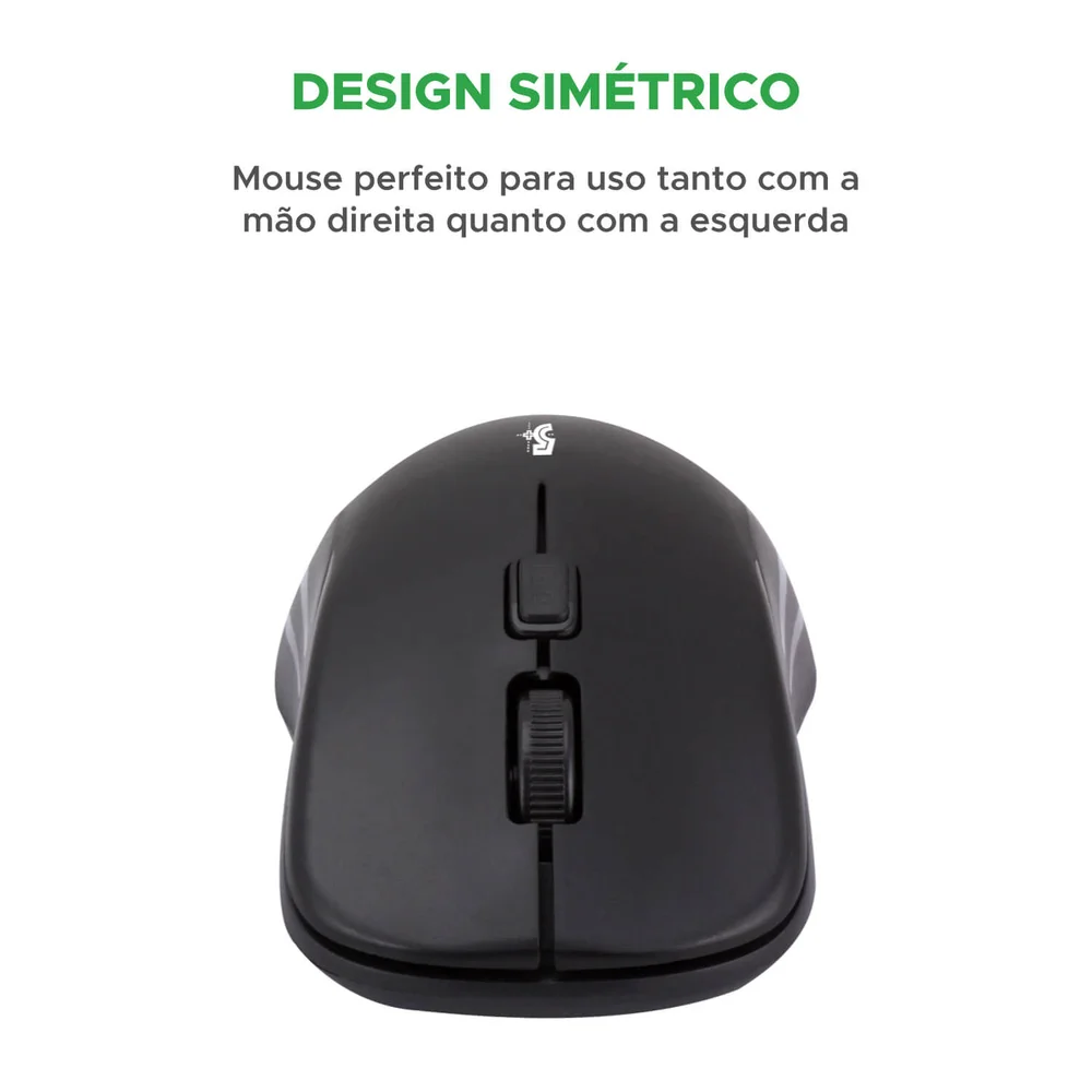 Imagem 3 de 5 do produto Mouse Sem Fio 5+ Mw-500 Office, 1000 DPI, 2.4GHz, Preto - 015-0080