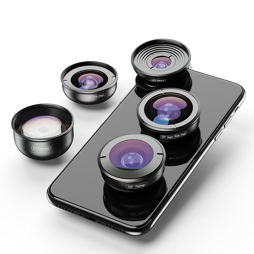 Imagem 2 de 5 do produto Kit De Lentes Para Celular Apexel - Wide / Superwide / Macro / Telefoto / Fisheye