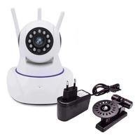 Câmera Ip Onvif 360 graus 3 Antenas HD Wifi Rj45 Visão Noturna Alarme