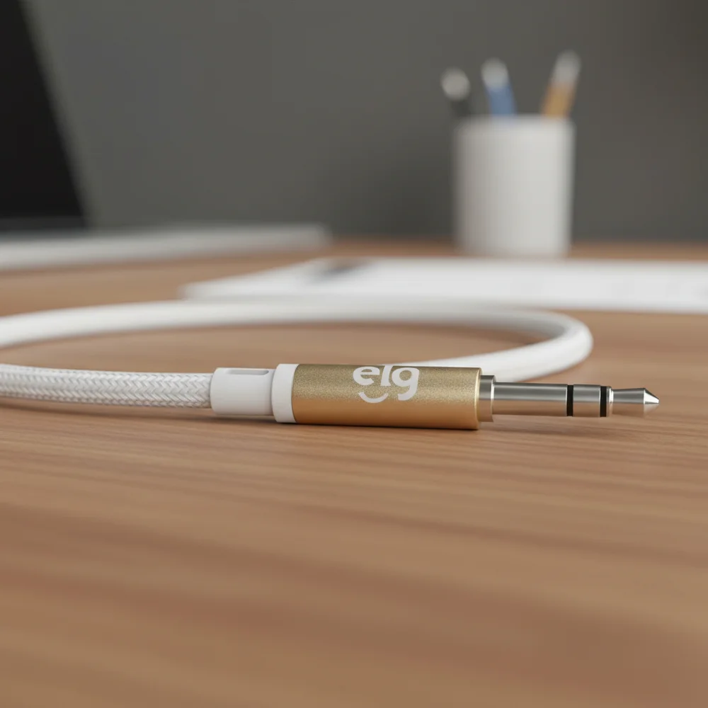 Imagem 2 de 5 do produto Cabo P2 X P2 ELG, Estéreo, 1.25M, Branco - ECAUX1
