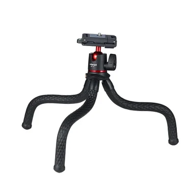 Tripé Ulanzi MT-11, Flexível, Para Celular, E Câmeras DSLR,  1/4 pol., Preto com Vermelho