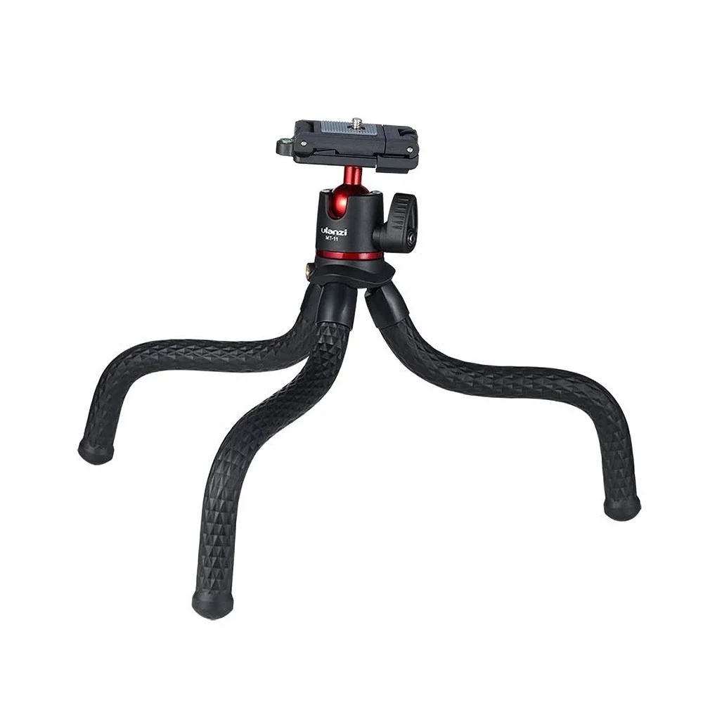 Tripé Ulanzi MT-11, Flexível, Para Celular, E Câmeras DSLR,  1/4 pol., Preto com Vermelho