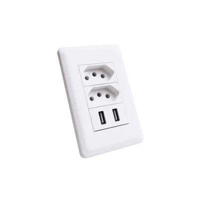 Tomada Dupla Espelho De Parede Usb 3.0 5v 3a Bivolt