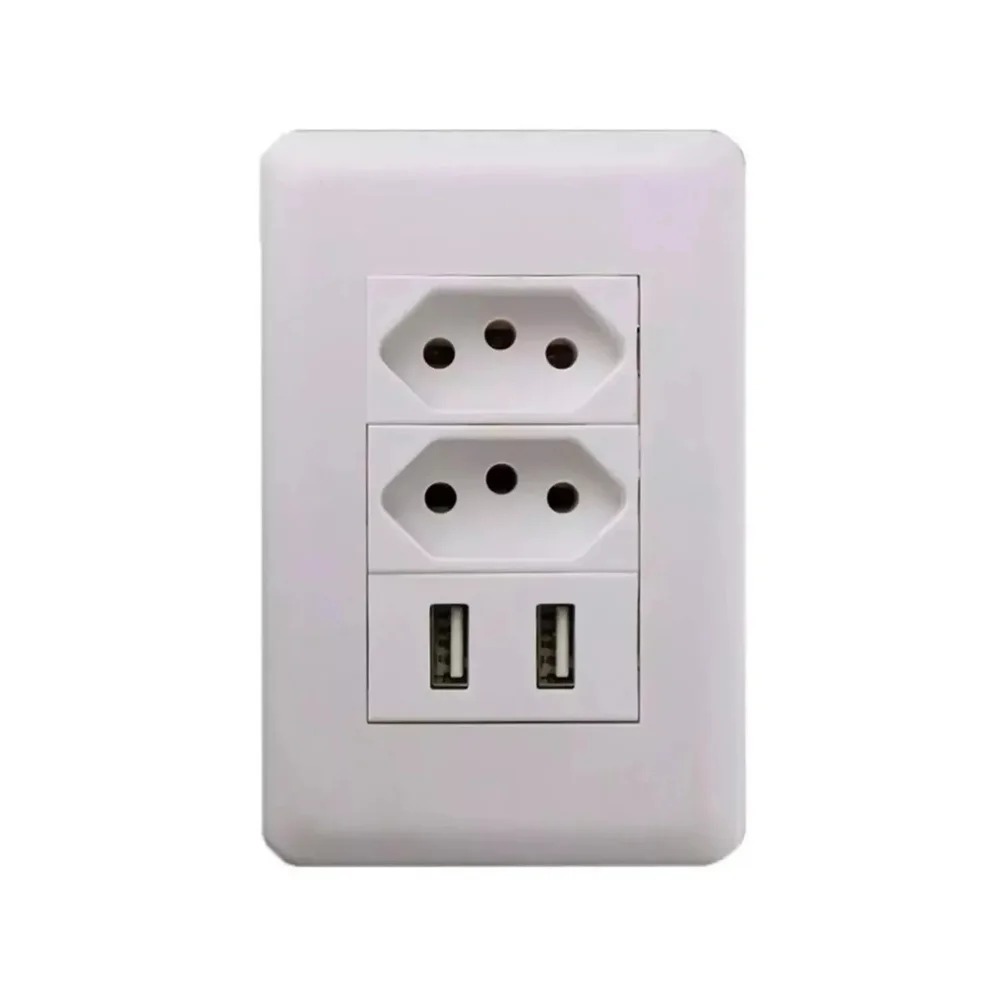 Imagem 3 de 3 do produto Tomada Dupla Espelho De Parede Usb 3.0 5v 3a Bivolt