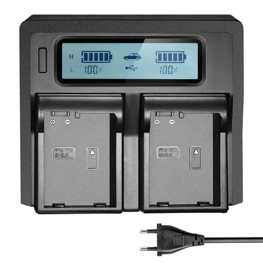 Carregador Duplo Rápido Para Bateria Nikon En-el14 Com Usb - Bivolt Carregador Duplo Rápido Para Bateria Nikon En-el14 Com Usb - Bivolt