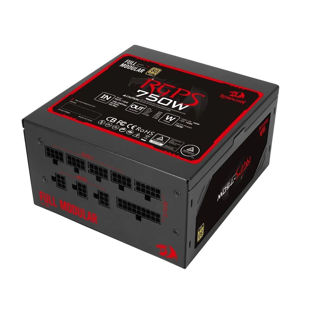 Fonte Atx, Redragon, Rgps-750w, 80 Plus Gold, 750w, Full Modular - Gc-ps009