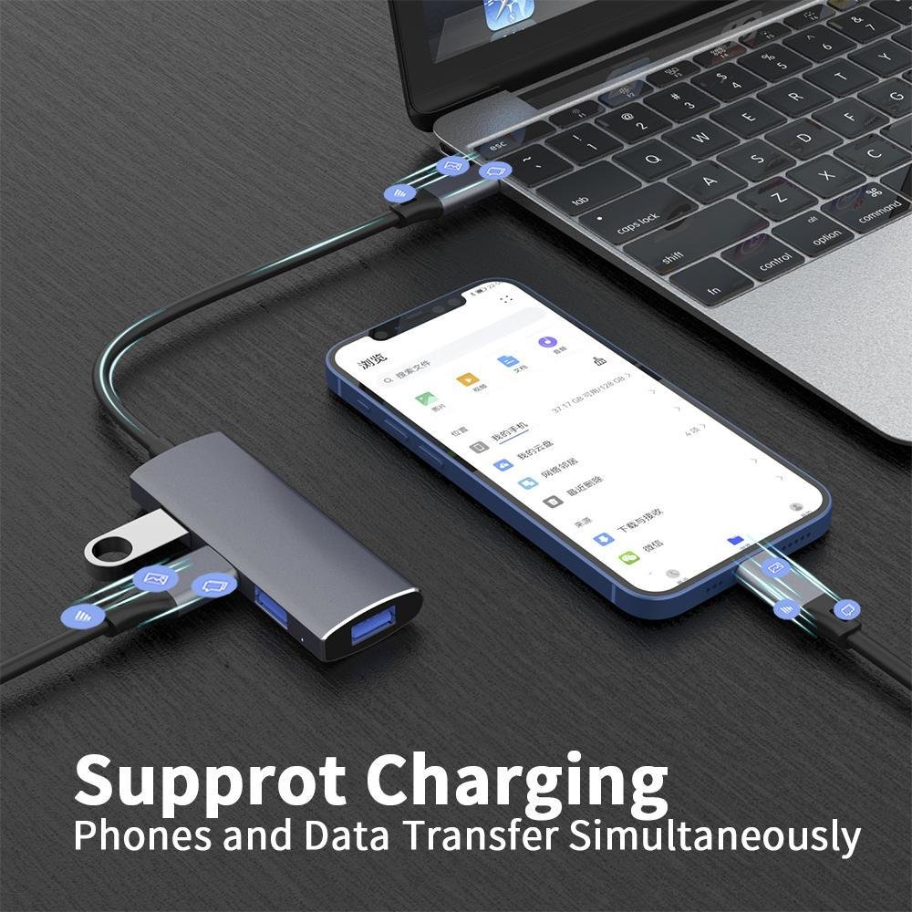 Imagem 2 de 5 do produto HUB FY USB-C, 4 Portas, 1x 3.0, Metálico