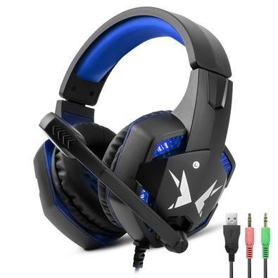 Headset Gamer Com Microfone Led Exbom Hf-g600 - Azul