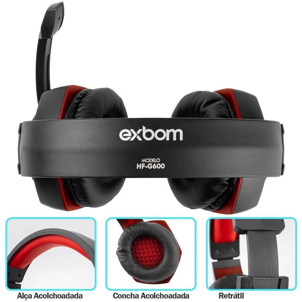 Imagem 4 de 4 do produto Headset Gamer Com Microfone Led Exbom Hf-g600 - Azul