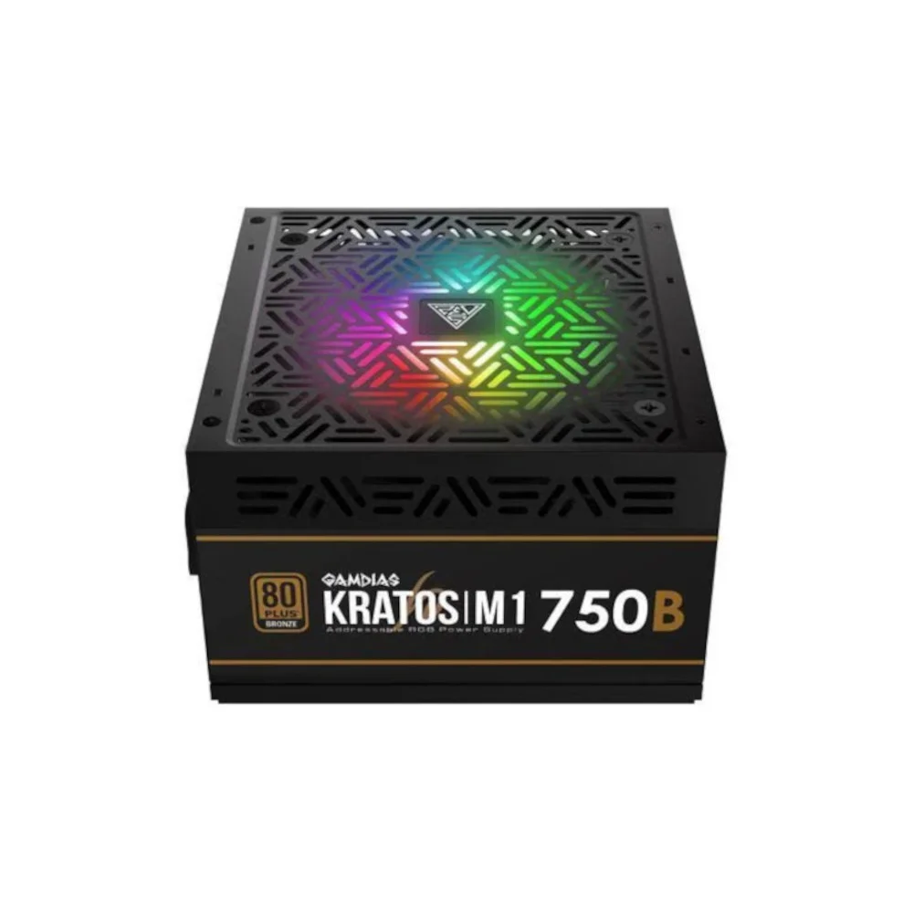 Imagem 2 de 5 do produto Fonte GAMDIAS Kratos M1, 750W, 80 Plus Bronze, PFC Ativo, RGB - M1-750B