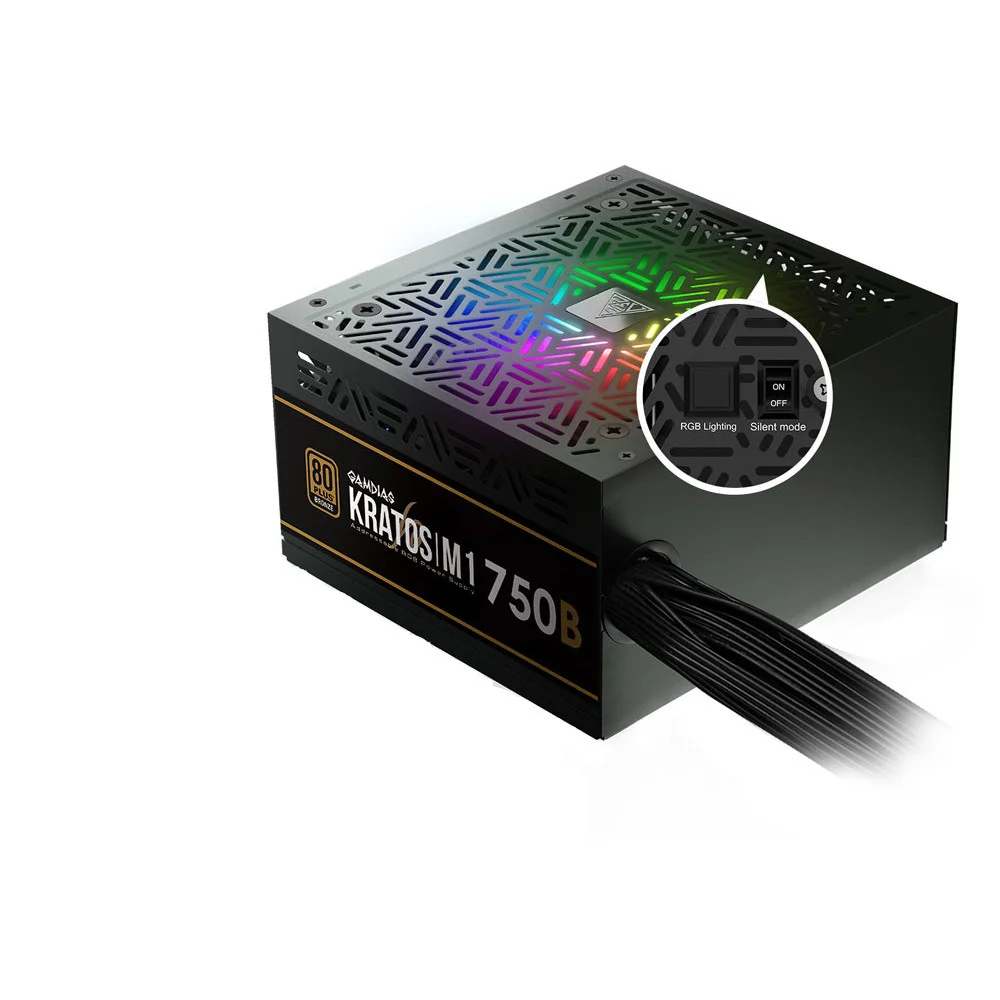 Imagem 5 de 5 do produto Fonte GAMDIAS Kratos M1, 750W, 80 Plus Bronze, PFC Ativo, RGB - M1-750B