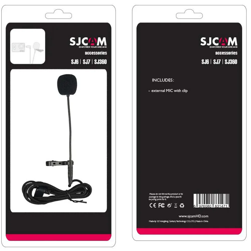 Imagem 3 de 4 do produto Microfone Lapela Externo, Longo - Sjcam Sj6 / Sj7 / Sj360