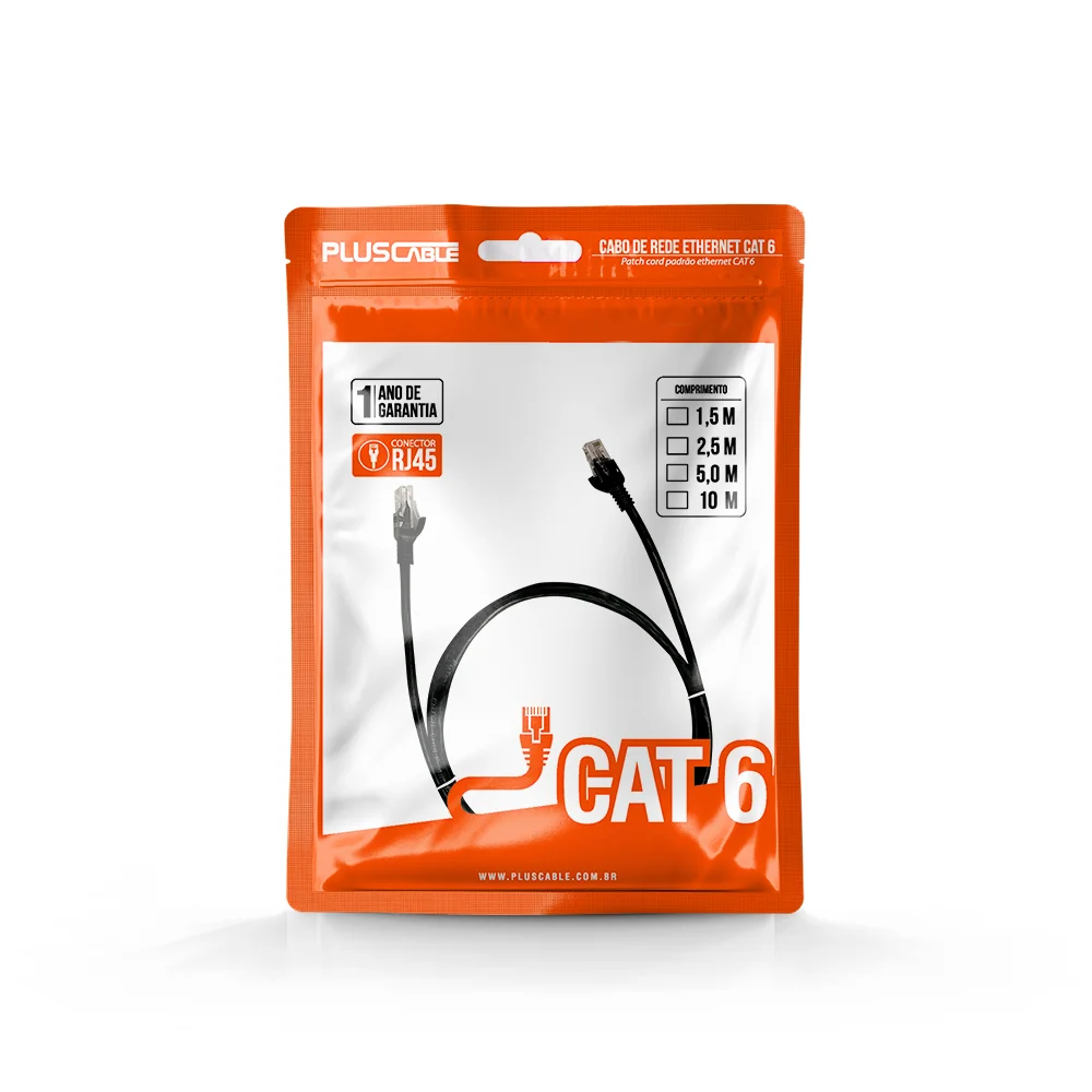 Cabo De Rede UTP, Plus Cable Patch Cord Rj45, Cat 6, 2.5M - Pc-eth6u25bk