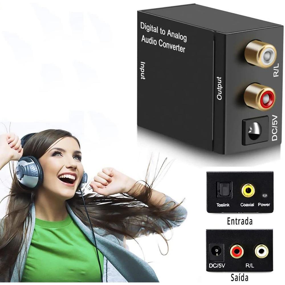 Imagem 3 de 5 do produto Conversor Áudio Óptico Digital Fibra/coaxial Para RCA Analóg Lelong