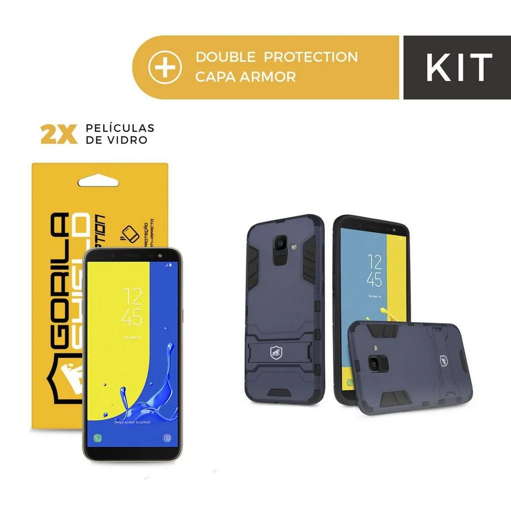 Imagem 2 de 4 do produto Kit - Capa Armor + Película De Vidro Dupla, P/ Galaxy J4 - Gorila Shield