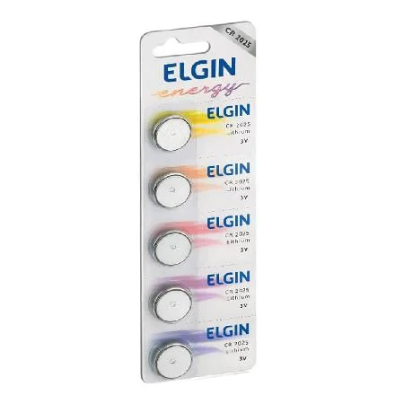 Bateria Lithium Elgin CR2016 Botão, 3V, Blister, Com 5 Unidades