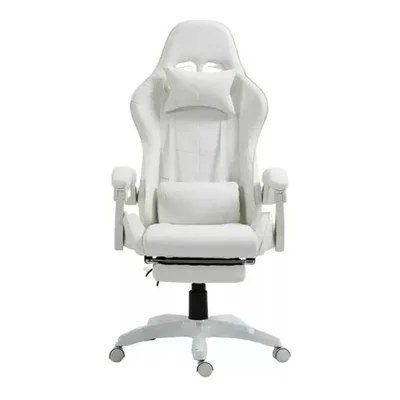 Cadeira Gamer Prizi Canvas, Até 120Kg, Com Almofadas, Branca