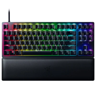 Teclado Gamer Razer Huntsman V2 Tenkeyless Chroma Rgb Switch Purple Usb-c Com Apoio De Pulso Preto - Rz03-03940400-r3u1