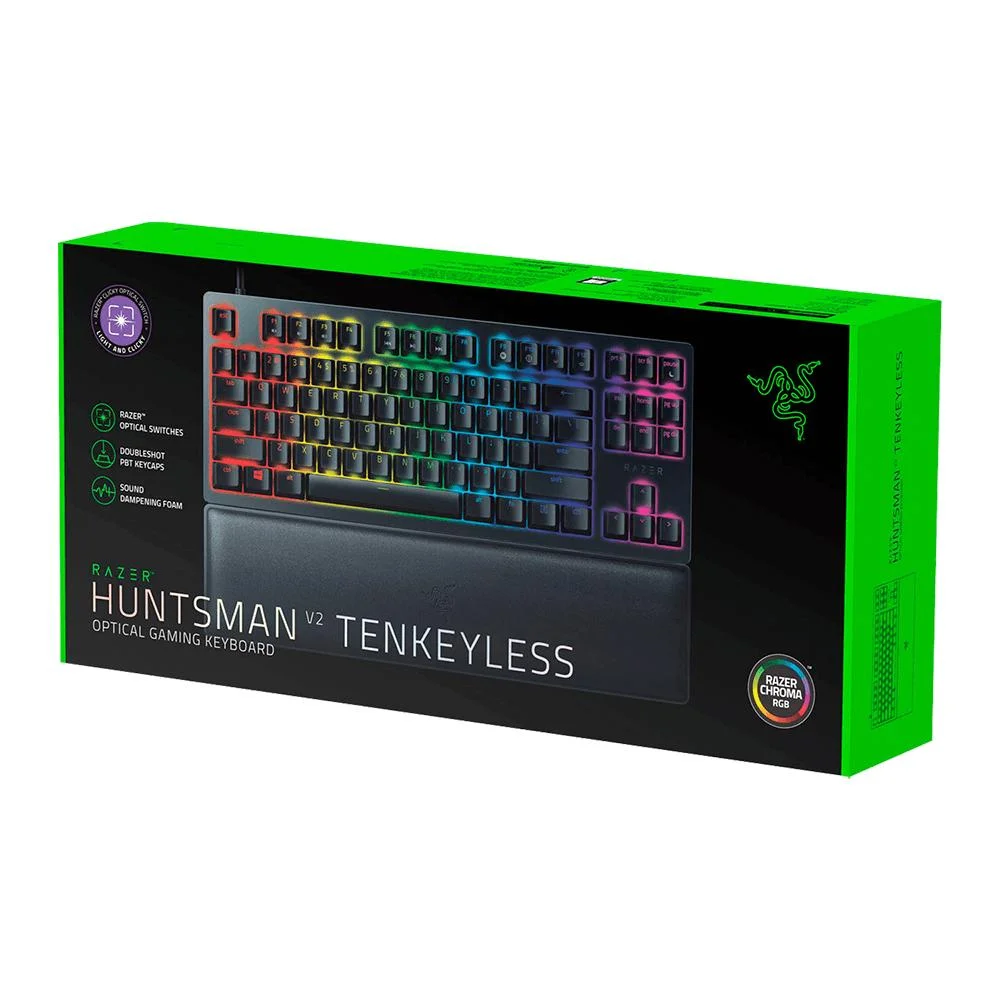 Imagem 4 de 5 do produto Teclado Gamer Razer Huntsman V2 Tenkeyless Chroma Rgb Switch Purple Usb-c Com Apoio De Pulso Preto - Rz03-03940400-r3u1
