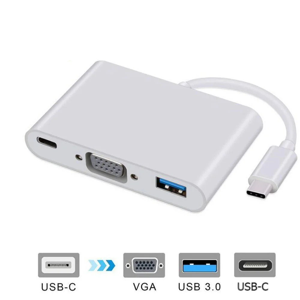 Imagem 4 de 4 do produto Adaptador USB Tipo-C Thunderbolt Fy 3X1, 3 X USB-C, VGA, USB 3.0