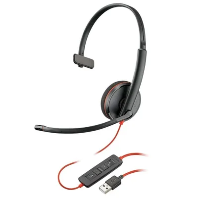 Headset com Fio Poly Blackwire C3210, Mono, USB A, SoundGuard - 209744-101