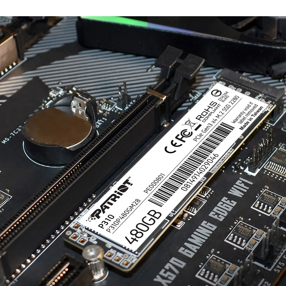 Imagem 2 de 5 do produto SSD 480Gb Patriot P310, M.2 2280 Pcie 3x4 Nvme 1.3, Leitura 1700mb/s, Grav. 1500mb/s - P310p480gm28