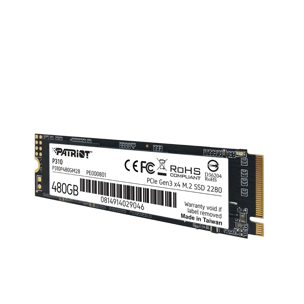 Imagem 3 de 5 do produto SSD 480Gb Patriot P310, M.2 2280 Pcie 3x4 Nvme 1.3, Leitura 1700mb/s, Grav. 1500mb/s - P310p480gm28