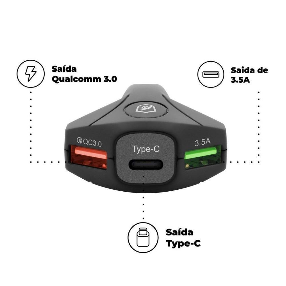Imagem 3 de 5 do produto Kit Carregador Veicular Tank E Cabo Dual Shock Lightning - Gshield