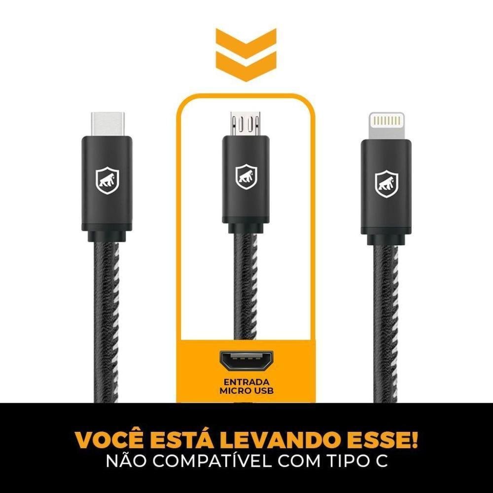 Imagem 4 de 5 do produto Kit Carregador Veicular Tank E Cabo Turbo Militar Micro Usb V8 - Gshield