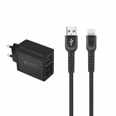 Kit Carregador Turbo Triplo E Cabo Dual Shock Lightning - Gshield