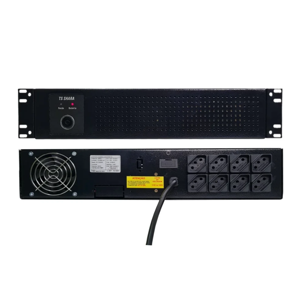 Imagem 3 de 4 do produto Nobreak Ts Shara Ups Senoidal Rack 2u Universal 1200va E. Bivolt S.115/220v Bat. 2x7ah 8 Tomadas