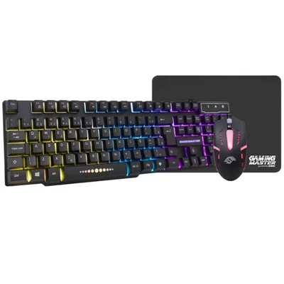 Kit Gamer K-mex, Teclado Km5228 RGB, 107 Teclas, ABNT 2 + Mouse Moa834 LED, 1000 DPI + Mousepad Fxx, Control - Iluminação Rainbow