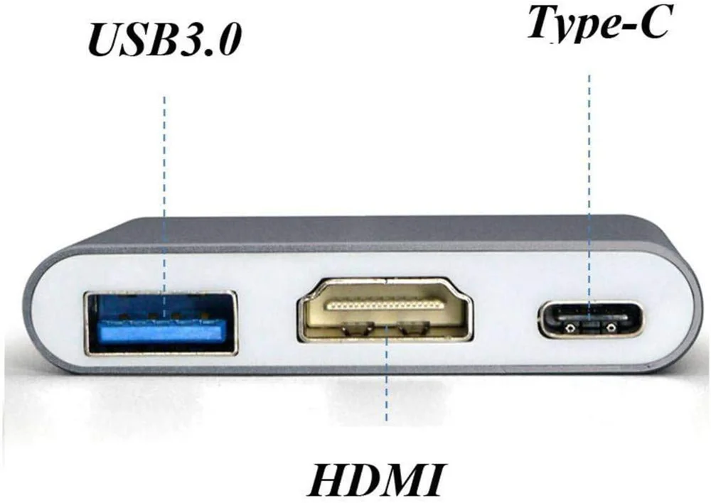 Imagem 2 de 4 do produto Cabo Usb 3.1 Tipo C A Macho X Usb 3.0/hdmi/tipo C Fêmea