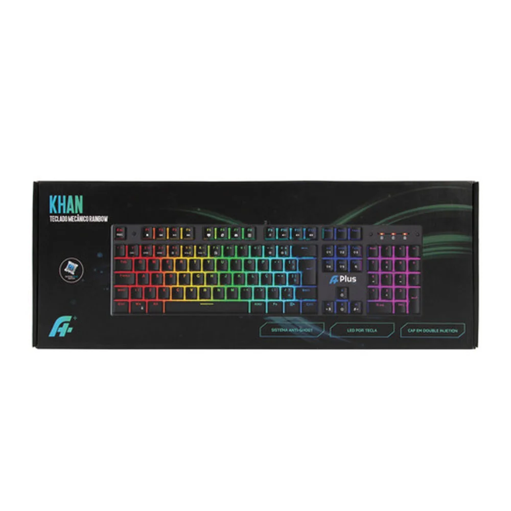 Teclado Gamer Mecanico, A+ Plus Tech, Khan, Ap-kb-3991 Rainbow, Switch Outemu Red,ABNT2 - Preto. Teclado Gamer Mecanico, A+ Plus Tech, Khan, Ap-kb-3991 Rainbow, Switch Outemu Red,ABNT2 - Preto.