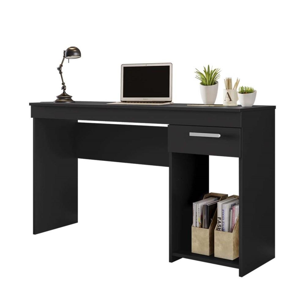 Mesa Para Computador Notável Escrivaninha Home Office Estudos 1 Gaveta 1 Nicho Escritório Quarto Preto