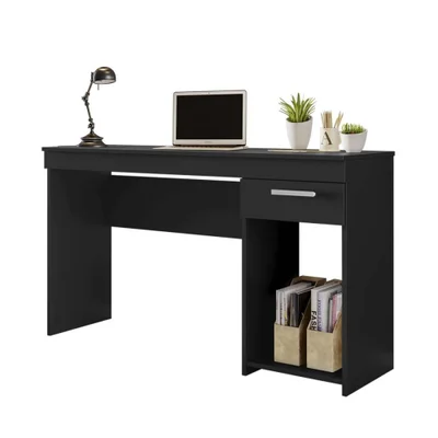 Mesa Para Computador Notável Escrivaninha Home Office Estudos 1 Gaveta 1 Nicho Escritório Quarto Preto