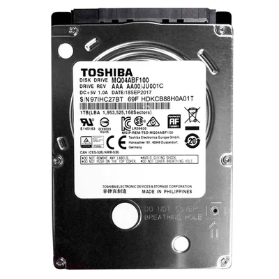HD 1TB Para Notebook Toshiba, 5400 RPM, Cachê 128MB, Slim 7mm - Mq04abf100