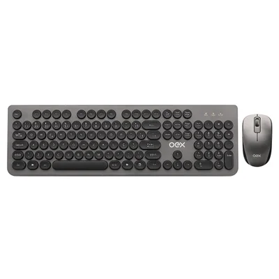 Kit Combo Teclado E Mouse Pop+ Sem Fio Abnt2 Tm410 Chumbo - Oex.