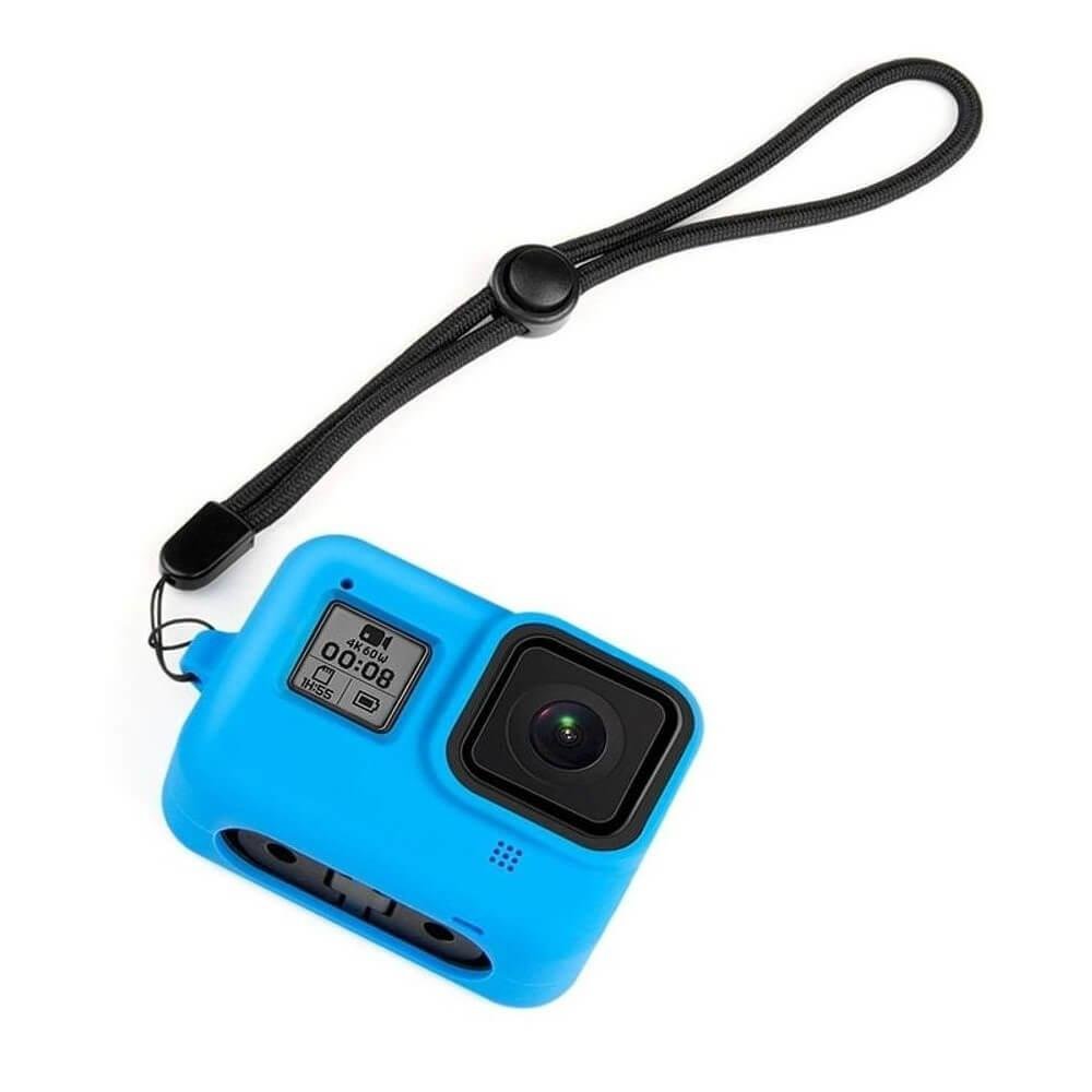 Capa De Silicone Para Gopro Hero 8 Black + Cordão Ajustável Cor Azul